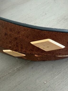 Rag and Bone Women's Brown Leather Belt with Gold Accents Size M